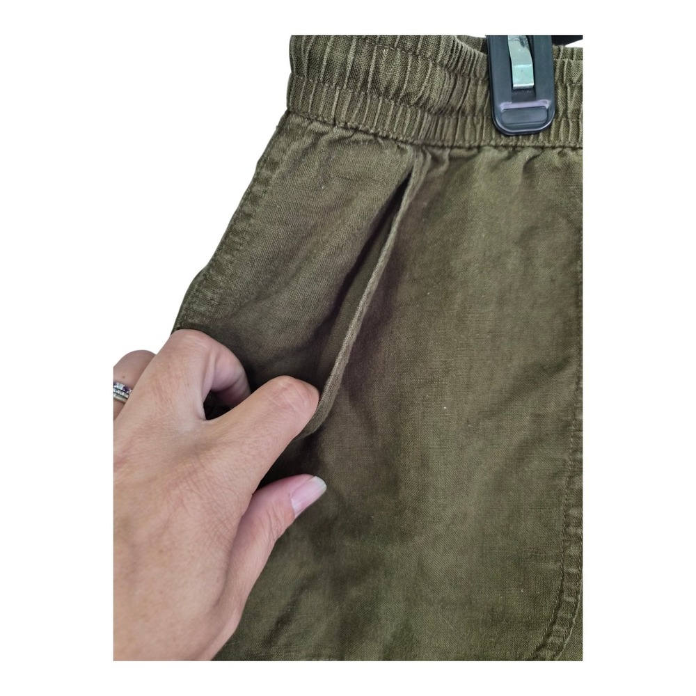 Quince 100% European Linen Pull On Shorts Olive Green XL Pockets Casual Summer - Picture 2 of 4
